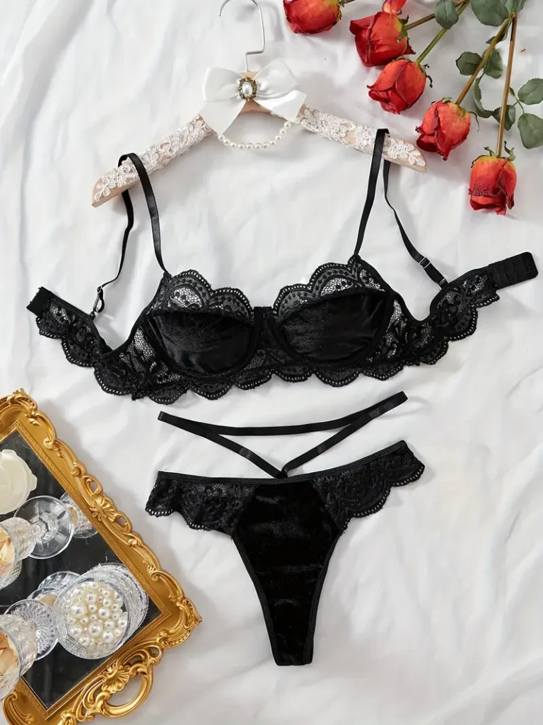 conjunto lencería encaje negro